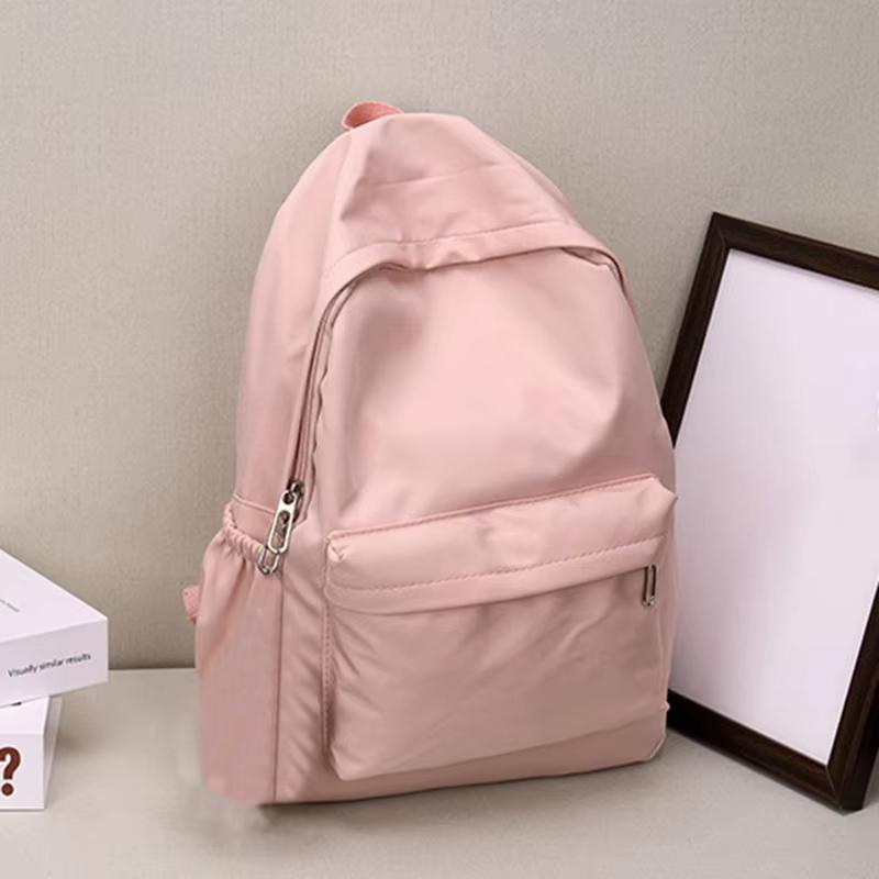 Lightweight Solid Color Nylon Casual Backpack for High School Students, Ideal for School Travel Daily Use