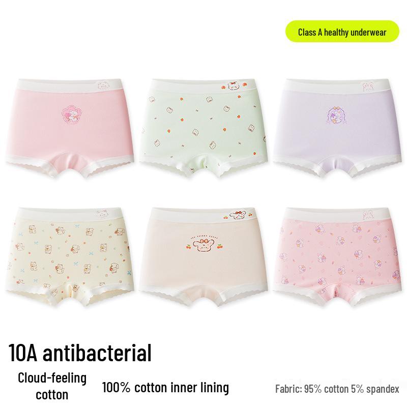 A-Grade Pure Cotton Girls' Boxer Briefs - No Wedgies, All-Cotton Crotch, Perfect for Small & Medium Kids