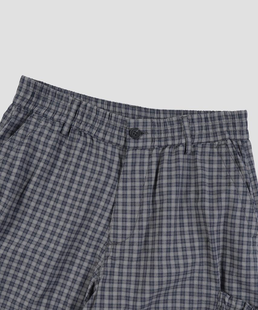 Beodeonteu Check String Cargo Elastic Pants [Navy]