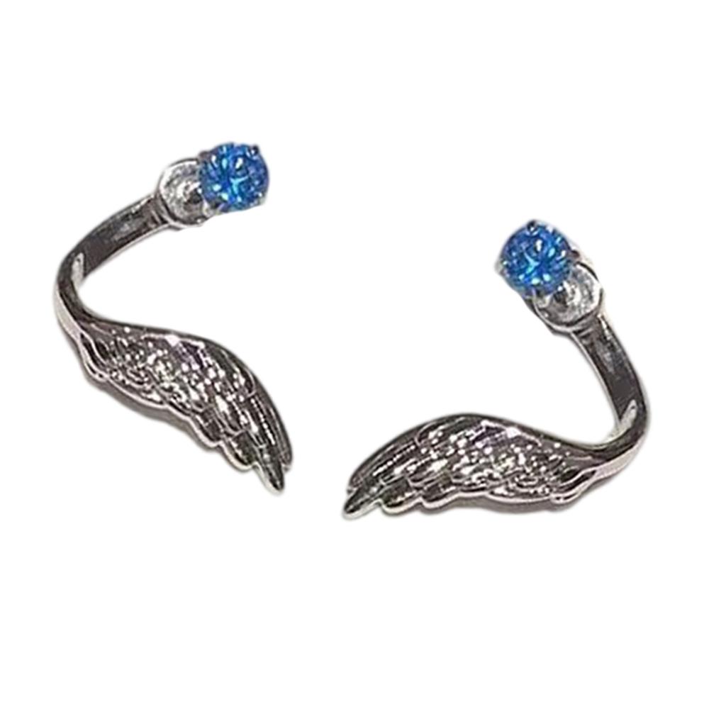 Angel Wing Twisted Rhinestones Studs Earrings Crystal Embellished Wing Ear Bone Nail Alloy Jewelry For Sensitive Skin