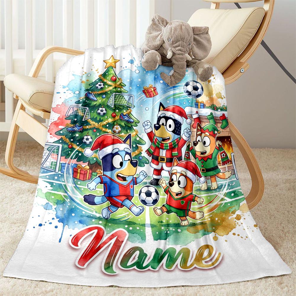 Christmas Soccer Fun Personalized Name Blanket Throw Personalized Blanket Soft & Cozy Perfect for Bedding Office Office Chair Home Decor