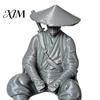 Atmospheric Retro Room Decor 3D Printed Ancient Chinese Hermit Warrior Figurine, Swordsman Statue with Bamboo Hat, Desktop Archeology Rack Mini