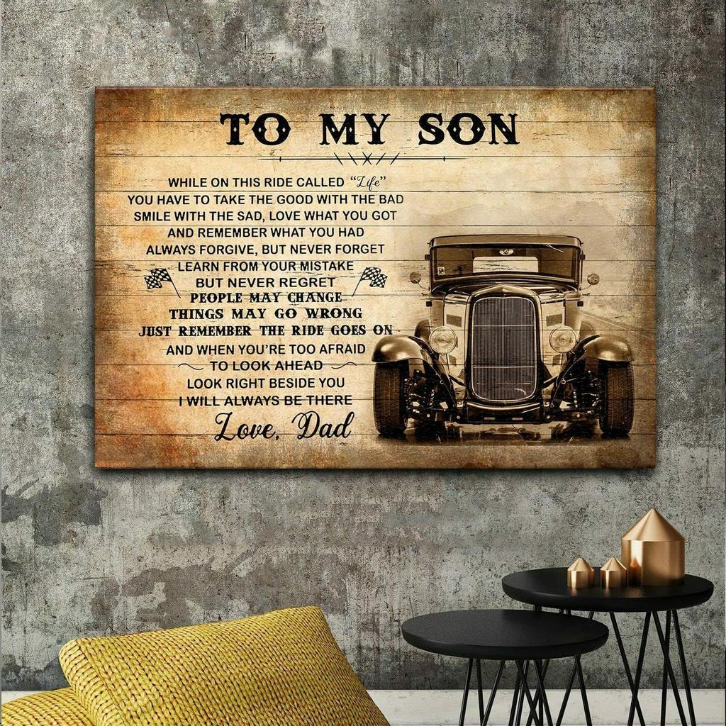 f1es to My Son Love Dad Hot Rod Vintage Poster Wall Decor Metal Tin Signage Family Cafe Sign Man Cave The Gift for Friends Fami