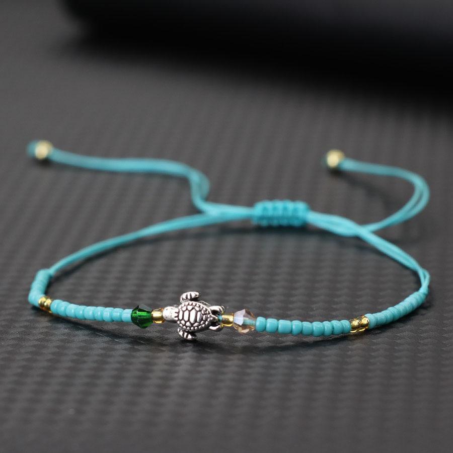 Neues handgeknüpftes dünnes Schnurarmband für Männer und Frauen, Strand, Surfen, Schildkröten-Armband, Bohemia Samenperlen-Armband, Valentinstagsgeschenk