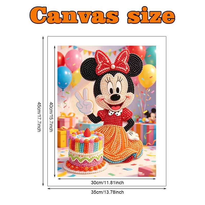 Disney Pearl Art Painting Minnie Mouse Birthday Cake Home Wall Decor Pearl Gemstone Picture Crafts Adult/Beginner Gift Creative Home Decor Unframed