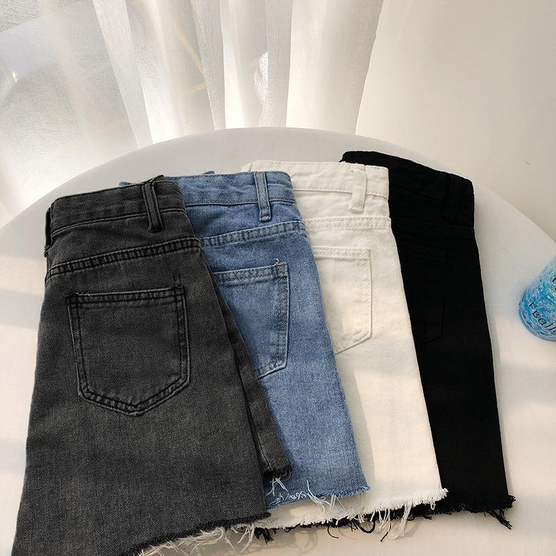 Pants Fashion Versatile Women's Summer High-waisted Thin Thin Section Loose A-line Wide-leg Pants Broken Holes Burlap Sub Denim Shorts Individuality