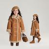 Winter Long Reversible Girls Fleece Coat, Thickened Fur Outerwear, 2-in-1 Warm Jacket for Kids, 3-13Y
