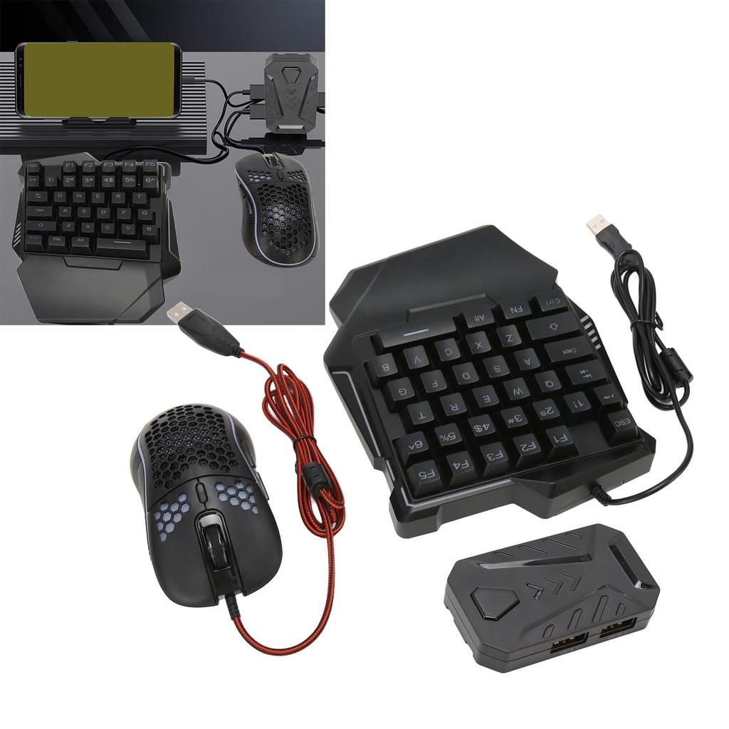 Keyboard and Mouse Converter Set Wired RGB Half Gaming Keyboard with Wired Mouse Converter Adapte Fo