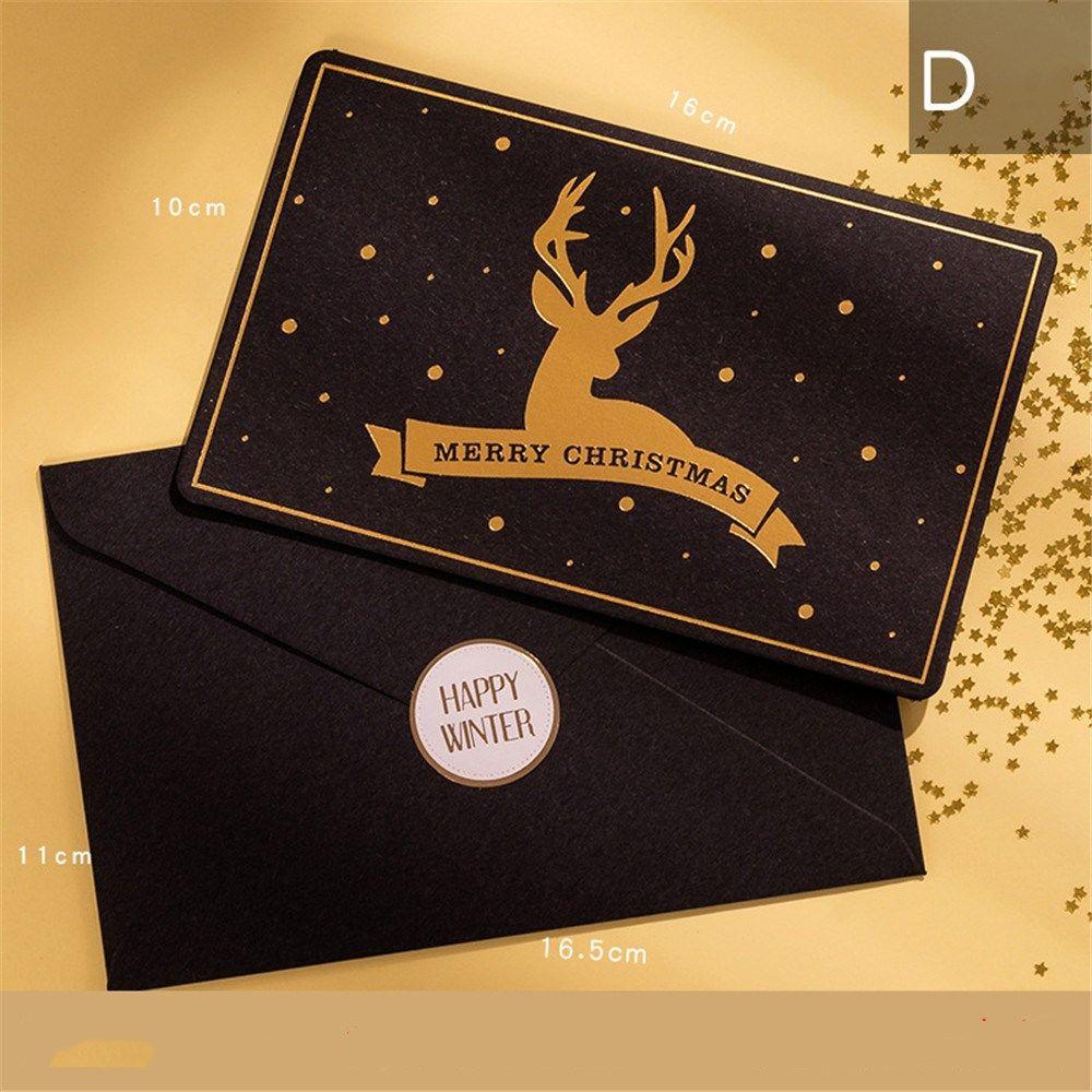 Card Cards with Envelopes Stickers Christmas Greeting Card Blessing Merry Christmas Bronzing