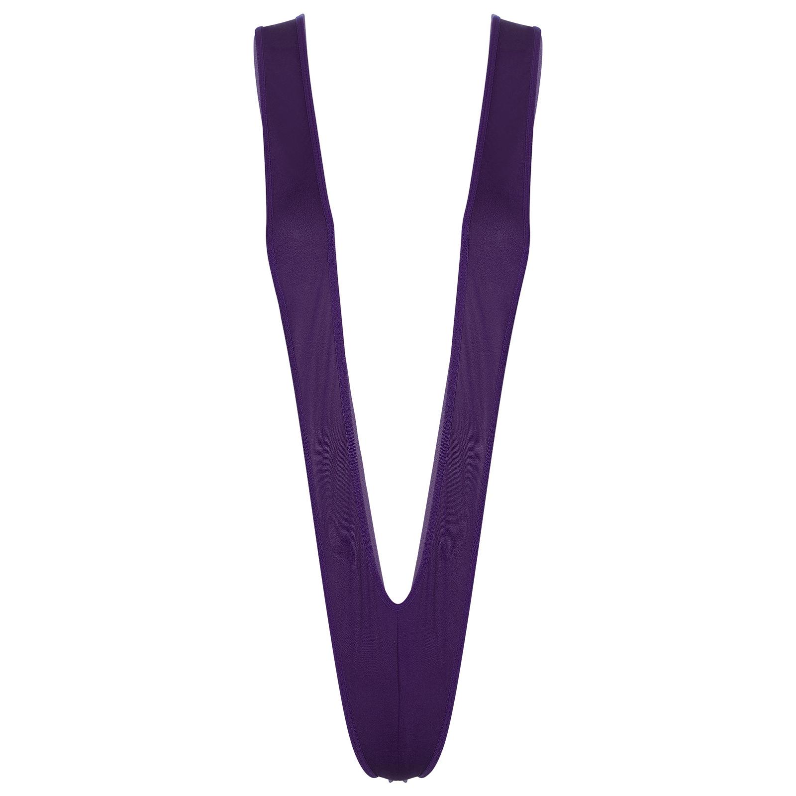 Damen Monokini Badeanzug Einteiler Tiefer V-Ausschnitt Unifarben Badeanzug Body Bademode One Size violett