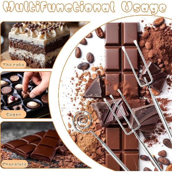 3Pcs Professional Chocolate Dipping Tools Set - Stainless Steel Candy Dipping Tools, Fondue Forks with Slotted Spoon, Candy Making Tool Baking