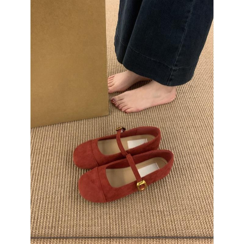 Retro Niche Ballet Round Head Shallow Mouth Single Shoes Women's Spring and Autumn New Flat Mary Jane Shoes