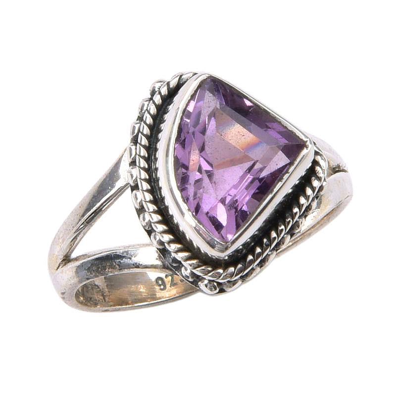 Naturlig Rosa Ametist Ädelsten Handgjord 925 Sterling Silver Ring Storlek 5.5 w6i03