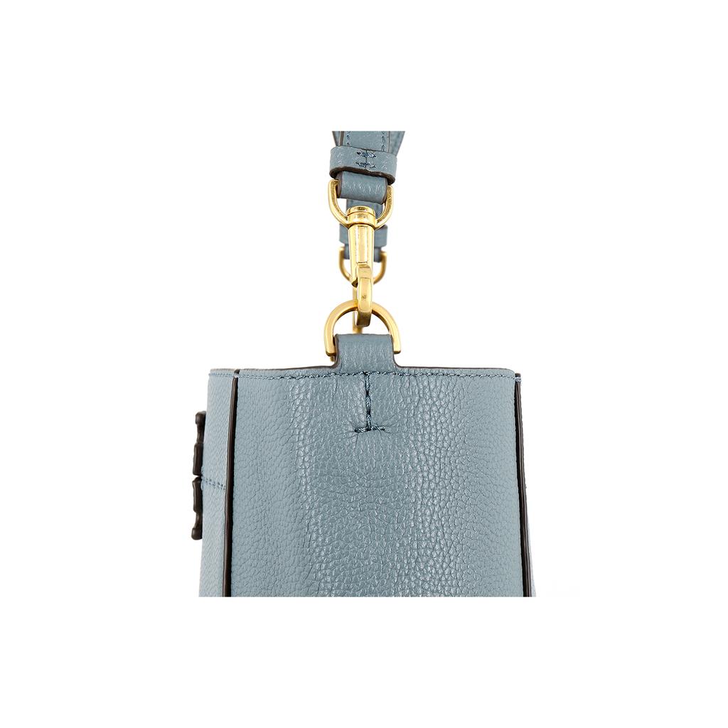 Tory Burch Tb Mcgraw Litchi Grain Leather Hobo Bucket Bag Large Women Bags Light-Blue 73338-400