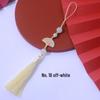 Ancient Style White Tassel Fan Pendant for Hanfu/Qipao Lapel or Phone