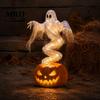 Autumn Yard Decor Halloween Swirling Ghost Pumpkin Lamp, Lighted Spooky Decorative Sculptures Statue, Warm LED Outdoor Decoration for Porch