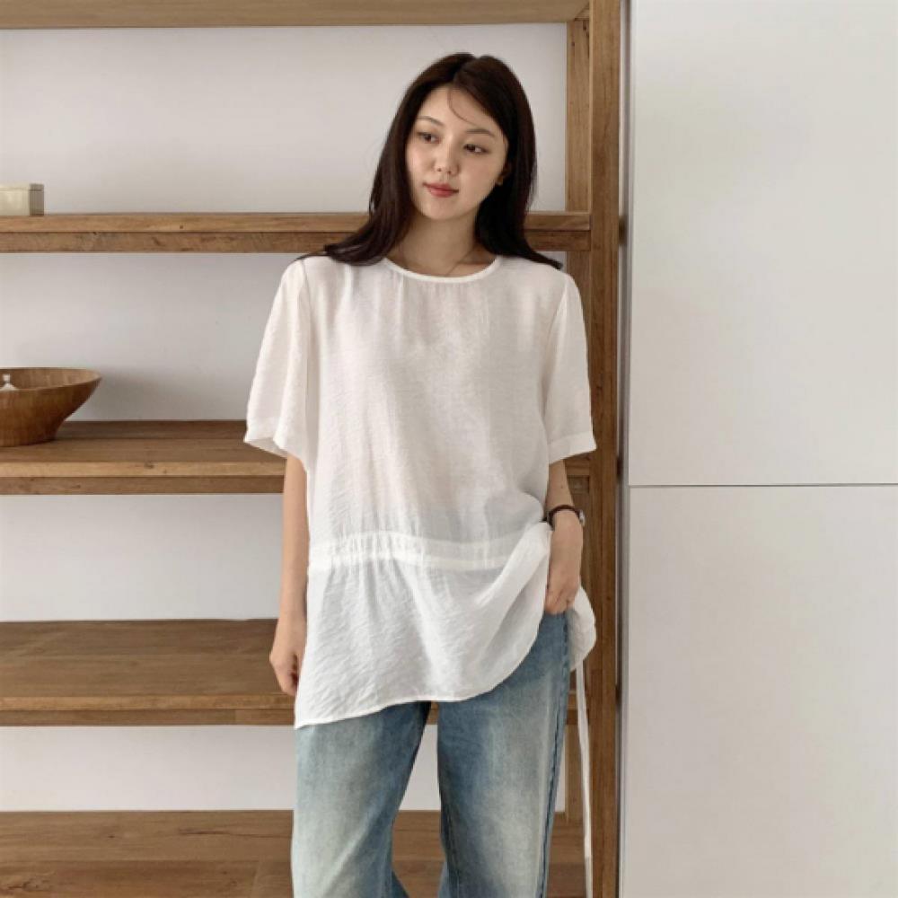 New ArrivalS Open Run Women S Sheer Short Sleeve blouSe overSized waiSt Tie