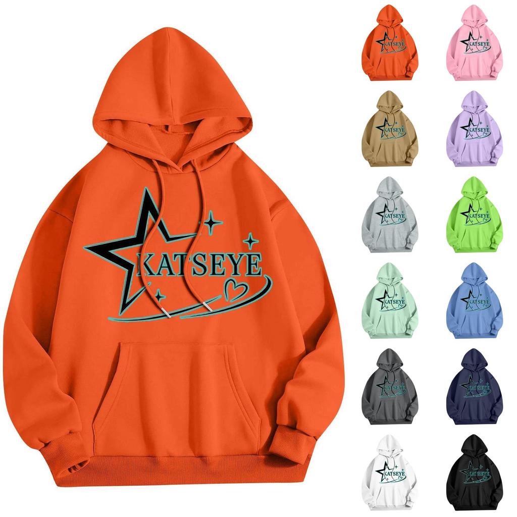 Unisex Lightweight Long-Sleeve Printed Hooded Pullover Sweatshirt