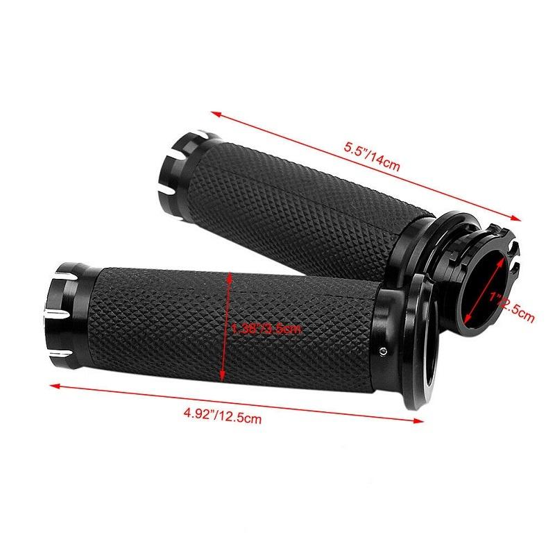 2PCS 1Inch Black Aluminum Handle Bar Motorcycle Cruiser Chopper Hand Grips For Harley Dyna Sportster Softail Touring 1996-2017