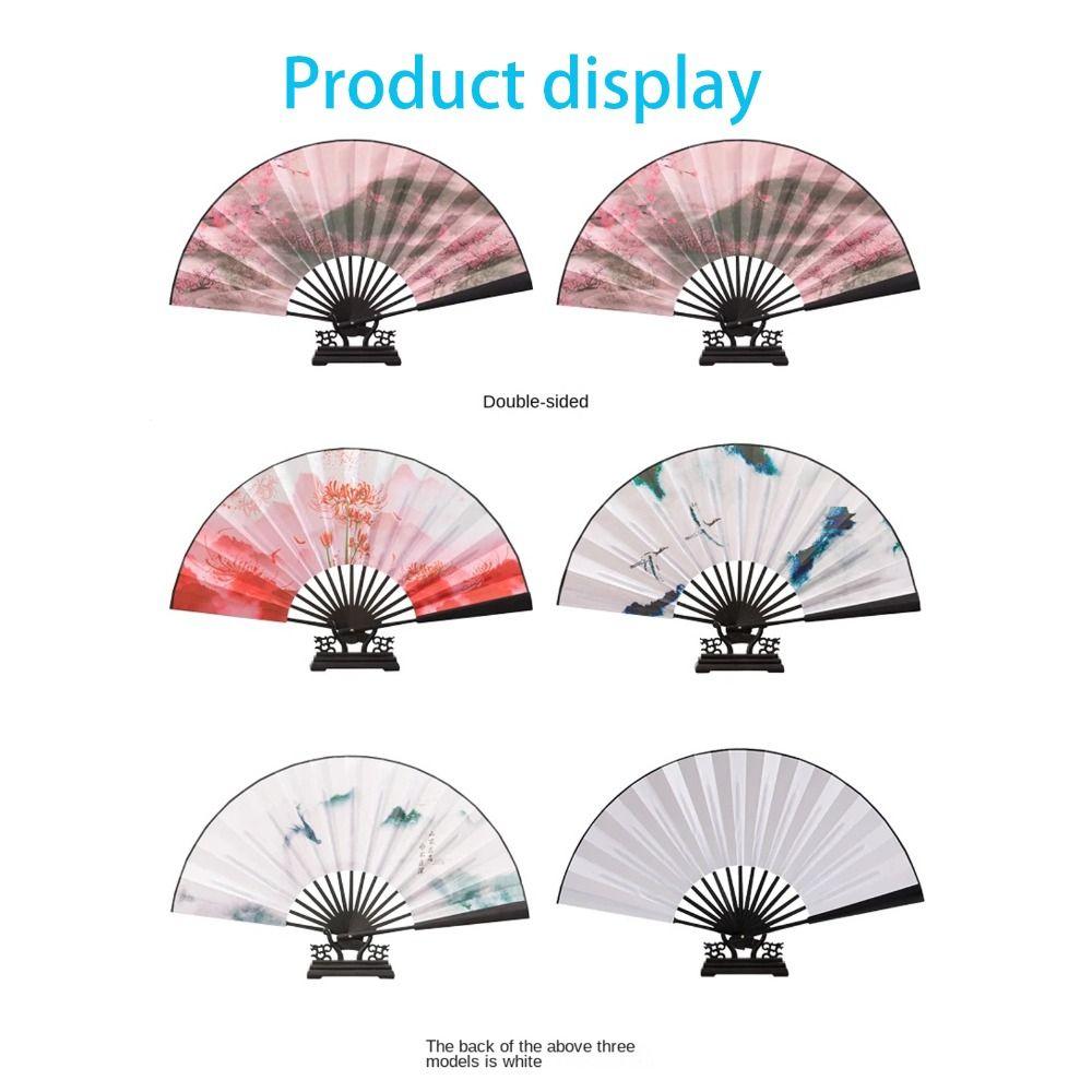Bamboo Chinese Style Folding Fan Thickened Vintage Silk Folding Fan  Hanfu