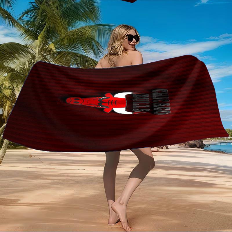 Chicago-Bulls Logo Beach Towel Microfiber Beach Towel, Lightweight and Quick-Dry, for Summer Travel, Swimming Pool Fan Birthday Gift