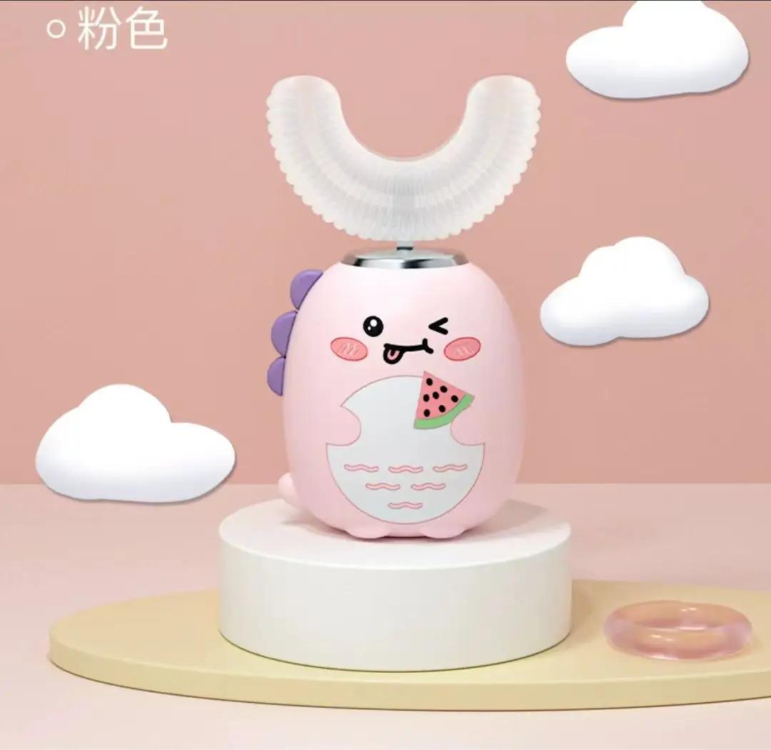 Children U-shaped Electric Toothbrush 360 Degrees Smart Cartoon Kids Silicone Toothbrush Automatic Rechargeable Sonic Toothbrush