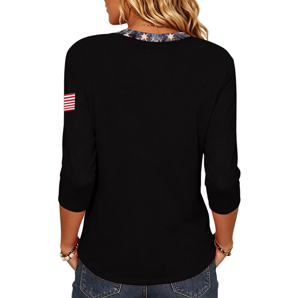 Long Sleeve Shirts for Women Casual V Neck Womens Long Sleeve Tops USA Print Long Sleeve T Shirt Women Comfortable Long Sleeve Tops for Women