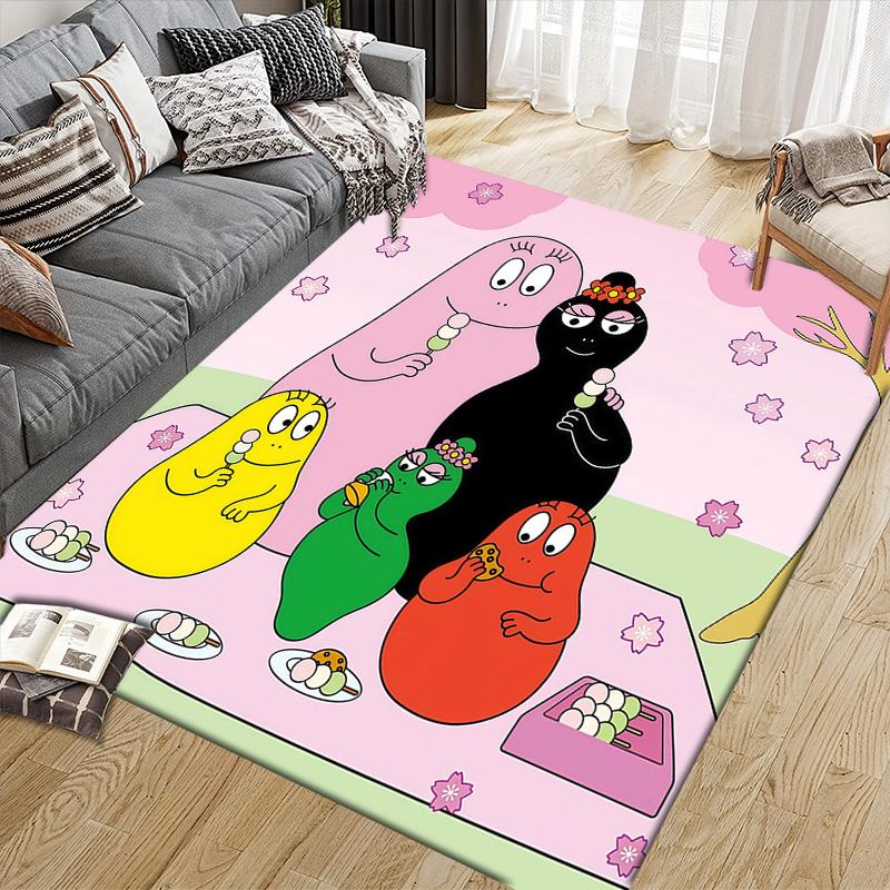 Barbapapa3 Flannel Pattern Square Carpet,Area Rug,Carpet Rug for Living Room Bedroom Sofa Playroom Decor,Non-slip Floor Mat