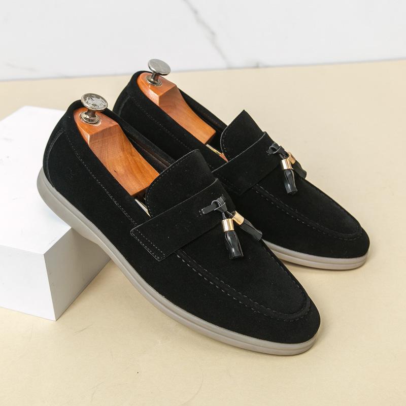 Men's Large Suede Tassel Driving Loafers 