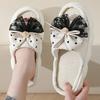 Women's Fashionable Black Bow Slippers with Thick Soles - Comfortable Indoor/outdoor Shoes for All Seasons, Sandals for All Seasons