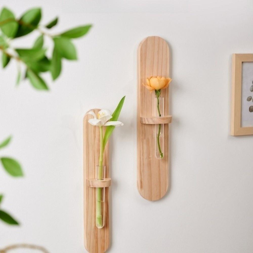 Wooden Wall Mounted Planter Vase Water Plant Tube Stand Wall Decoration Wall Decoration