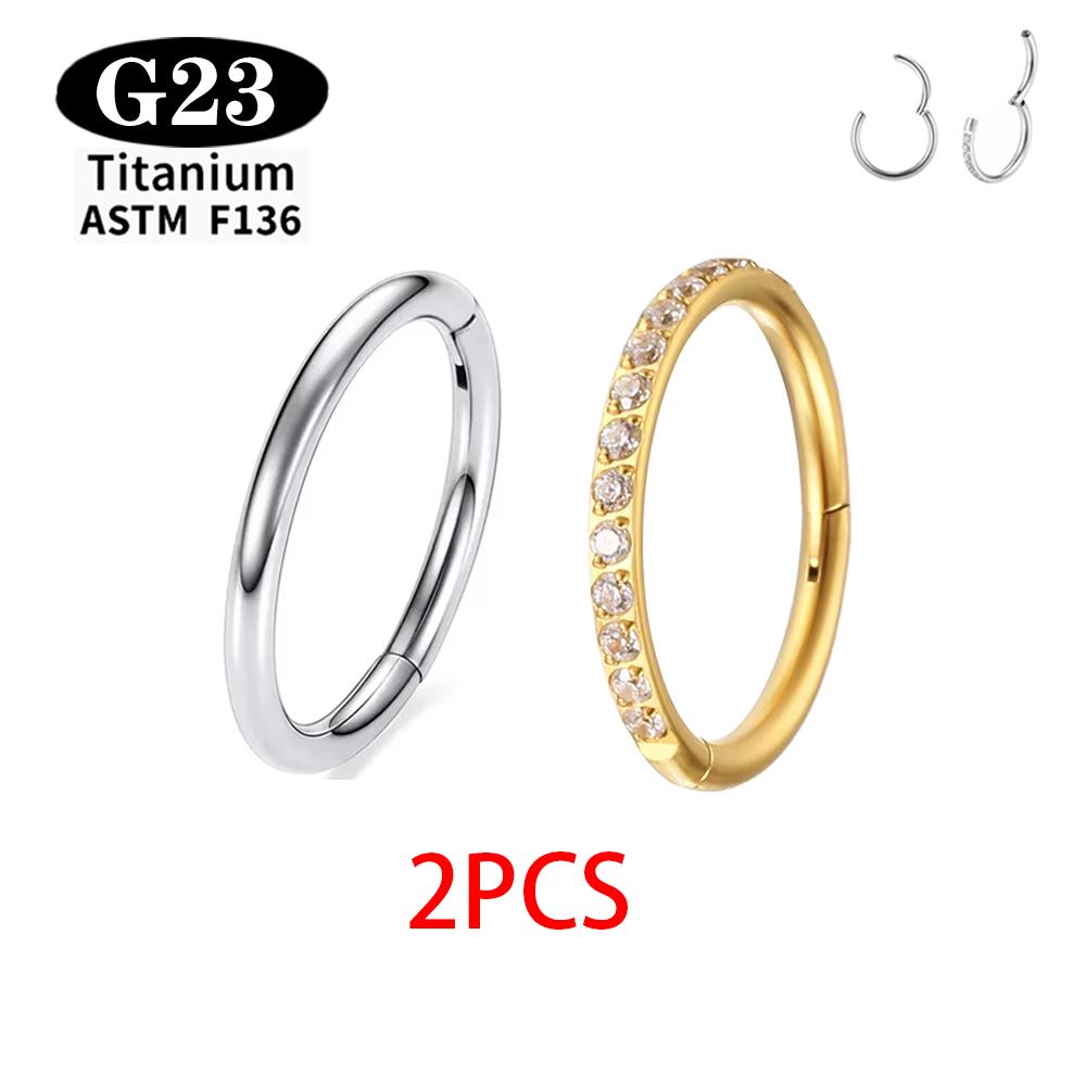 1/2 Stück ASTM F136 G23 Titan Nasenring Damen Creolen Piercing Körperschmuck Scharnier Clicker Offener Membran Nasenring