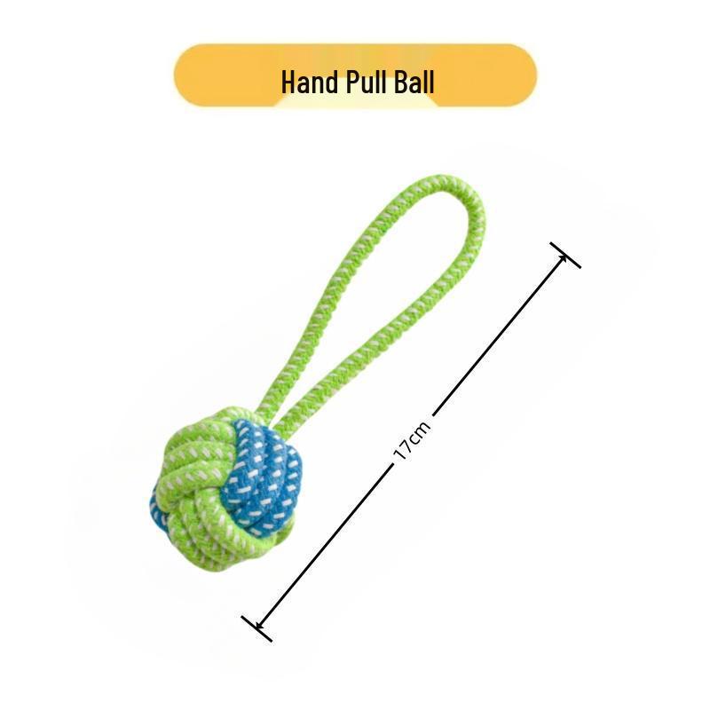 Kjæledyr Interaktiv Bomullstau Biteleke Ball med Dobbel Trekknute for Hunder