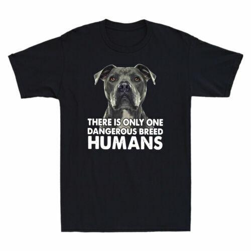 Pitbull There Is Only Once Dangerous Breed Humans Vintage Men T- Shirt Black Tee XXXL