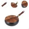 Cooking Pot Iron Wok with Wooden Lid for Home And Camping