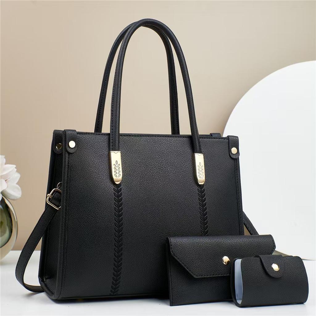 2026 New Women's Solid Color Three-piece Fashion Atmospheric Shoulder Bag Large Capacity Crossbody Women's Bag Straight Hair
