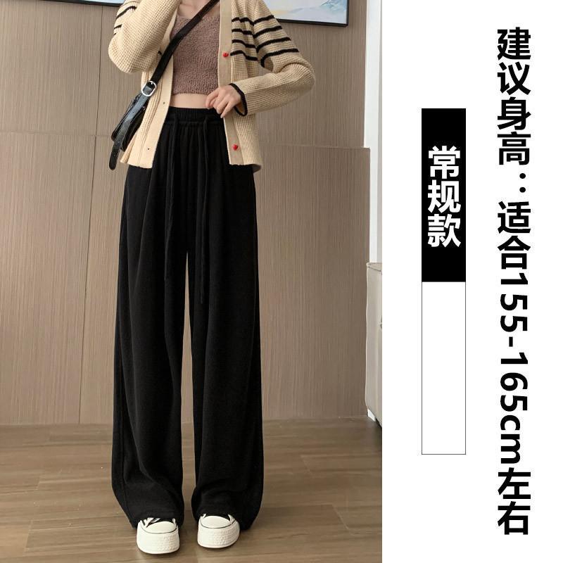 Soft glutinous rice towel pants women's autumn and winter new sweatpants warm high waist drape loose casual wide-leg pants