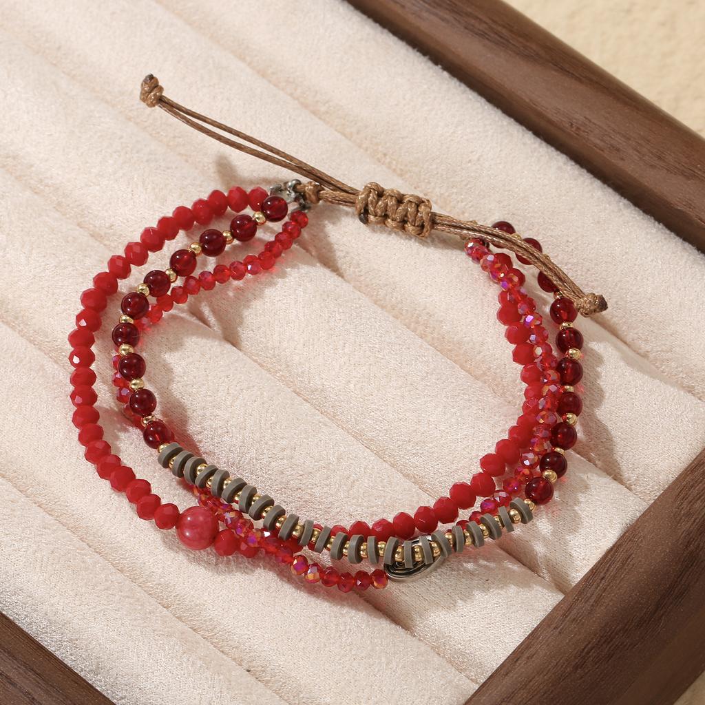 Multicolor Layered Beaded Adjustable Bracelet Set for Women Bohemian Handmade Jewelry Gift
