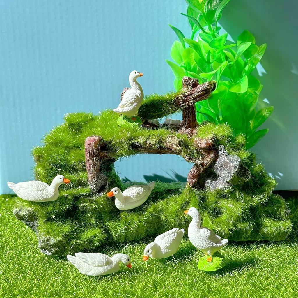 3 Pcs Mini Duck & Goose Figurines - Resin Fairy Garden Decor, Aquarium Fish Tank Accessories, Micro Landscape Moss Terrarium DIY Crafts, Home