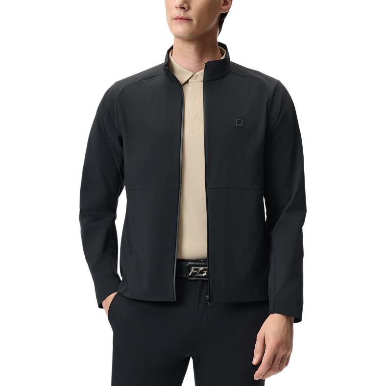 FILA Golf Series Casual Fashion Simple Versatile Stand Collar Jacket Men Jacket Deep-Black A11M525701F-BK