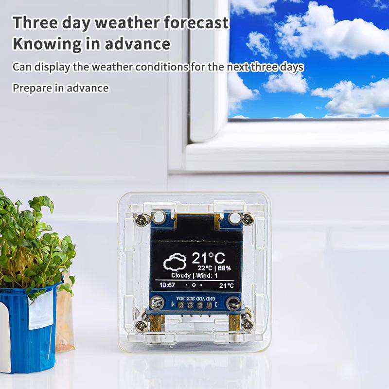 ESP8266 Mini Weather Clock Kit Electronic Weather Station Multifunctional WIFI Digital Clock DIY Soldering Project Practice Kit