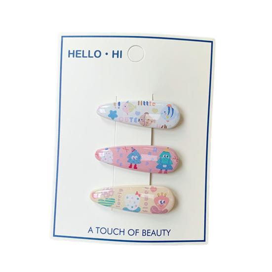 

3Pcs Girl Hairpin Bear Floral Pattern Multiple Styles BB Clip Strong Grip Bang Hair Pins Summer Hair C
