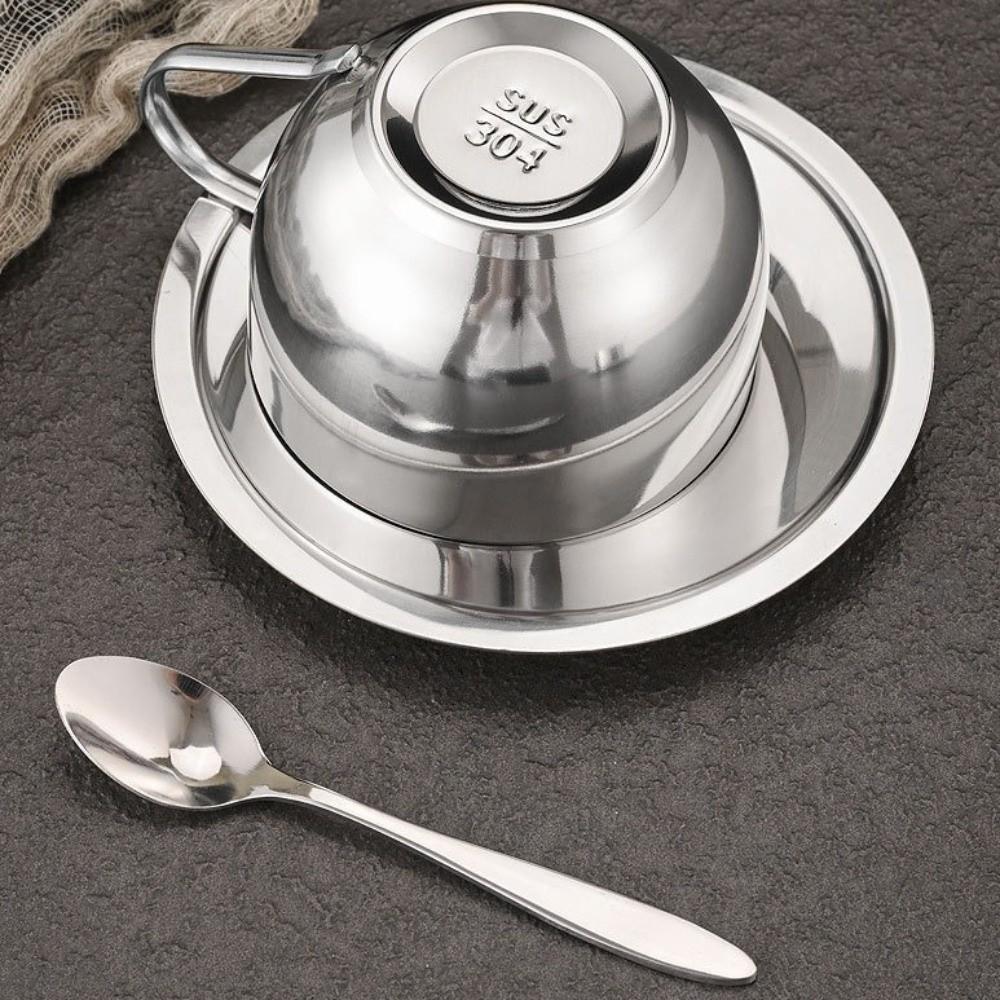 Stainless Steel Coffee Cup Set Double Wall Espresso Cup Portable Tea Cup  Office