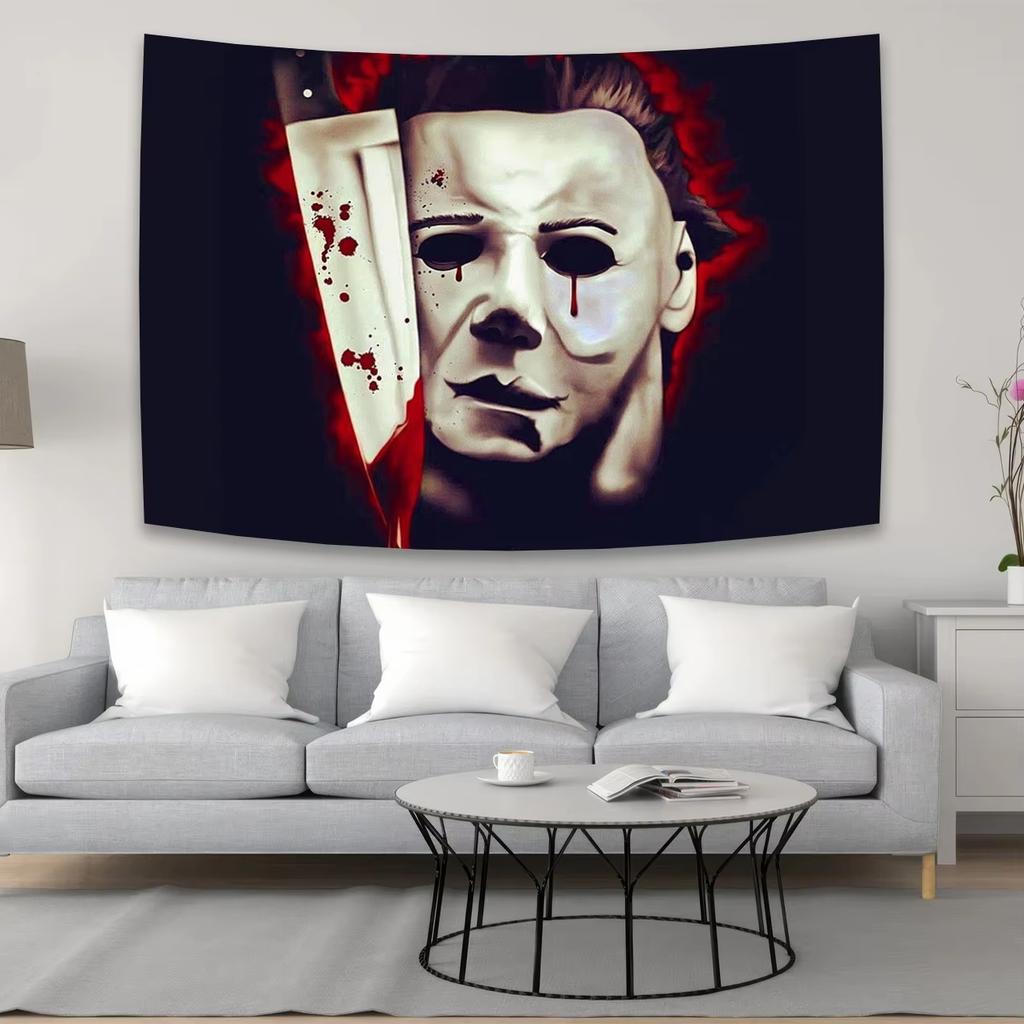 Michael Myers Design Skräckfilmsbakgrunder Festbakgrund Tapestry Rumsdekoration Heminredning Sovrum Väggbonad Tyg