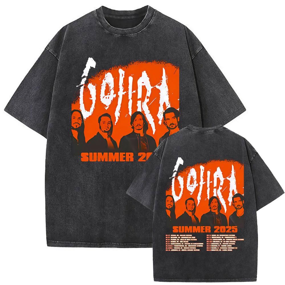 Washed Vintage Metal Band Gojira Fortitude Graphic T-shirt Men Retro Rock T-shirts Men's Casual Cotton Oversized T Shirt