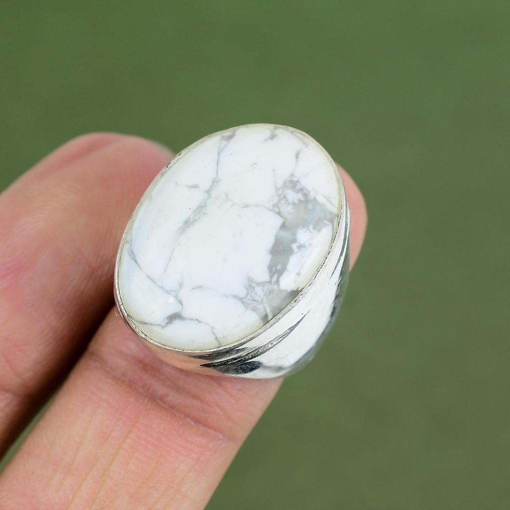 Howlite Ring 925 Sterling Silver Ring Antique Jewelry Handmade Gemstone Ring Very Pretty Silver Jewelry Gifts For Him Available In Ring Size