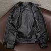 New Genuine Sheepskin Leather Jacket Men Slim Fit Biker Jacket Short Stand Collar Youth Fashion
