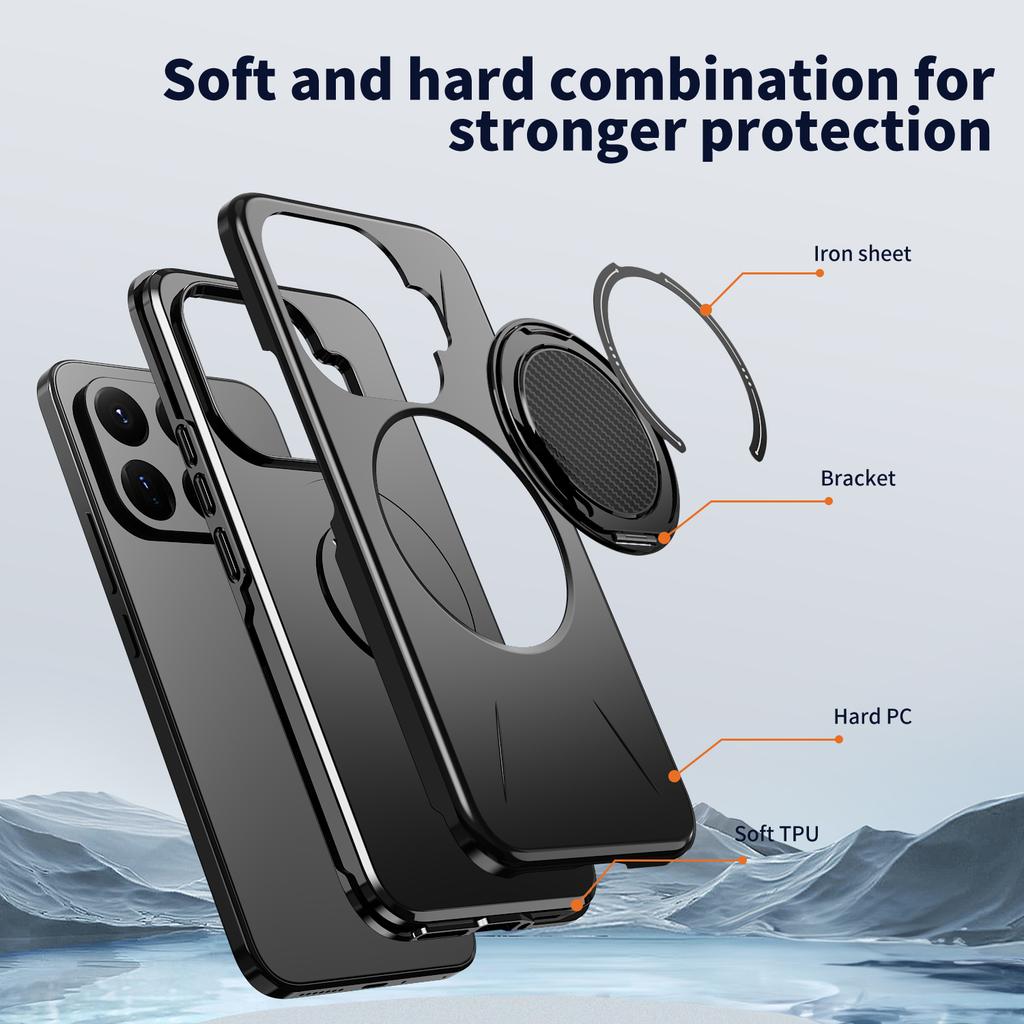 Coque de téléphone avec support magnétique en métal rotatif à 360° pour Xiaomi 17T Pro 5G, cadre en TPU, armure en plastique dur, housse de protection antichoc