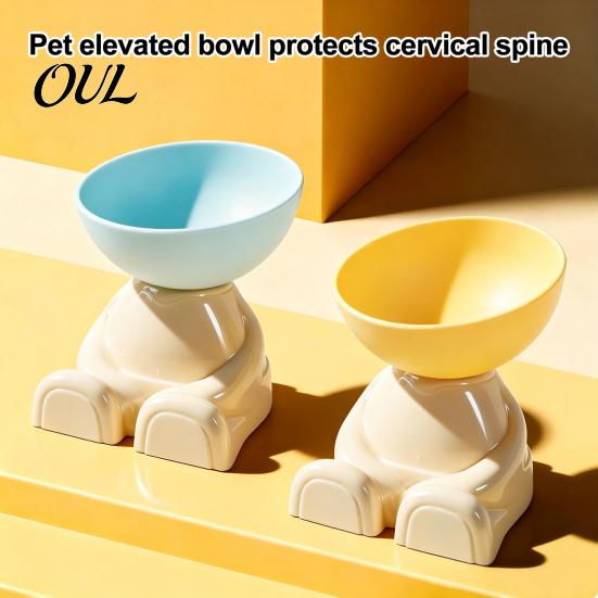 Comfortable Dining Position for Cats Elevated Tilted Cat Bowl, Raised Food Detachable Stable Feeding Station Splashproof Feeder with Non-slip