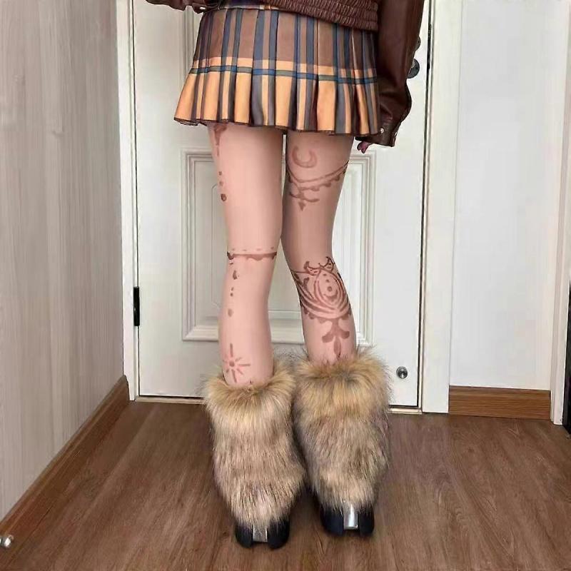 Damen Pelz Stulpen Faux Kaninchenfell Stulpen Stiefel Winterstulpen Überzug für Damen Gepolsterte Verdickte Warme Weiße Socken